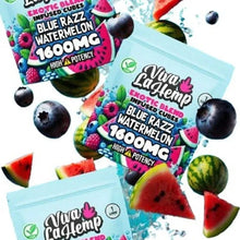Load image into Gallery viewer, Blue Razz Watermelon Viva La Hemp Gummies Exotic Blend Cubes 1600mg 1ct