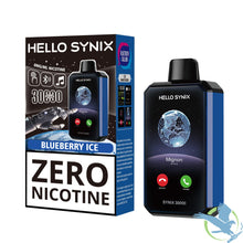 Load image into Gallery viewer, Blueberry Ice Hello Synix Zero Nicotine Disposable 30000 30K