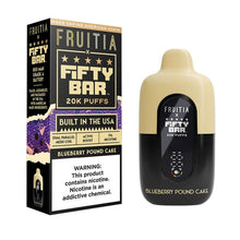 Load image into Gallery viewer, Blueberry Pound Cake Fruitia x Fifty Bar Vape 20K Disposable