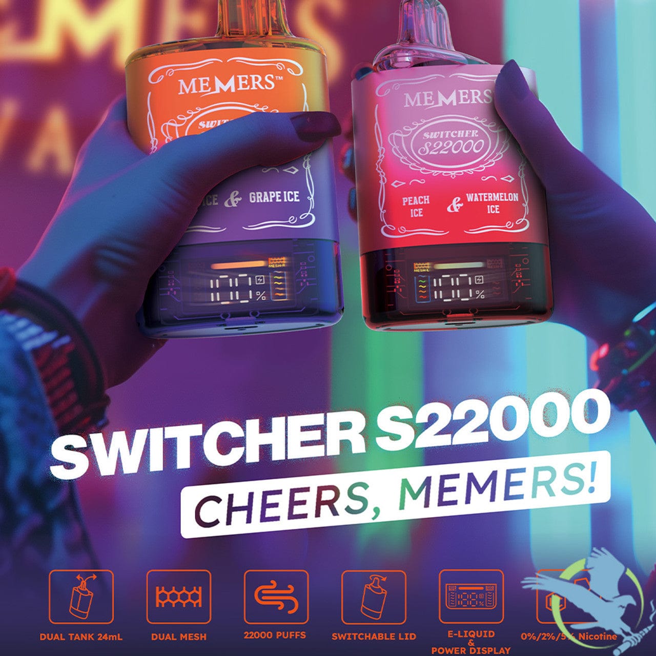 memers vape price Memers Switcher S22000 Disposable Vape Device With Switchable Lid & Po