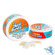 Load image into Gallery viewer, Peach Blue Razz Pouch Nurdz Nicotine Pouches 20 Pouches per can