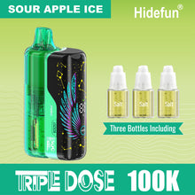 Cargar imagen en el visor de la galería, Sour Apple Ice Hide Fun Triple Dose Kit (Pod + Battery + 3 Bottles) 100K