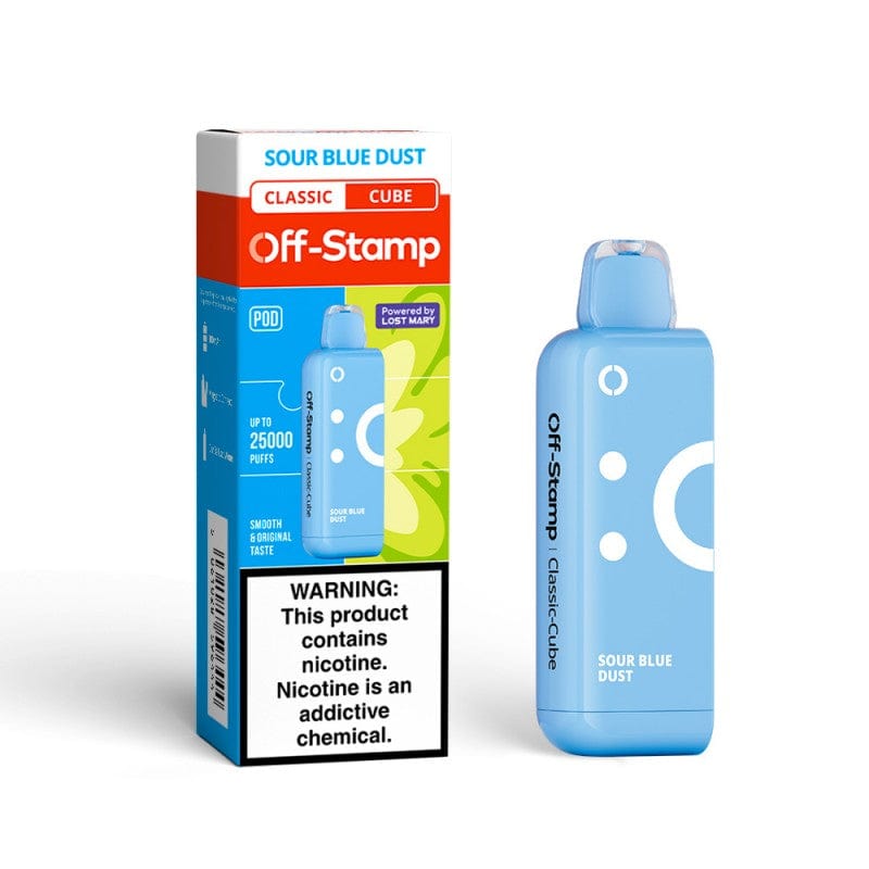 Sour Blue Dust Off Stamp Classic Cube 25000 Vape Pod Puffs Sour Blue Dust Off Stamp Classic Cube 25000 Vape Pod Puffs
