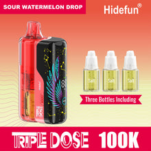 Cargar imagen en el visor de la galería, Sour Strawberry Drop Hide Fun Triple Dose Kit (Pod + Battery + 3 Bottles) 100K