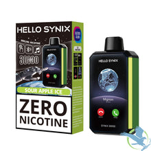Load image into Gallery viewer, Sour Apple Ice Hello Synix Zero Nicotine Disposable 30000 30K