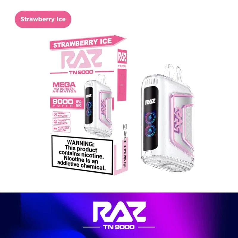 Strawberry Ice Raz TN9000 Disposable Vape | Price $ 15.99 Strawberry Ice Raz TN9000 Disposable Vape | Price $ 15.99