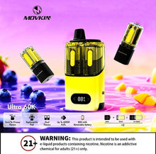 Cargar imagen en el visor de la galería, Blueberry Watermelon - Blue Razz Ice Movkin Ultra 60K Disposable