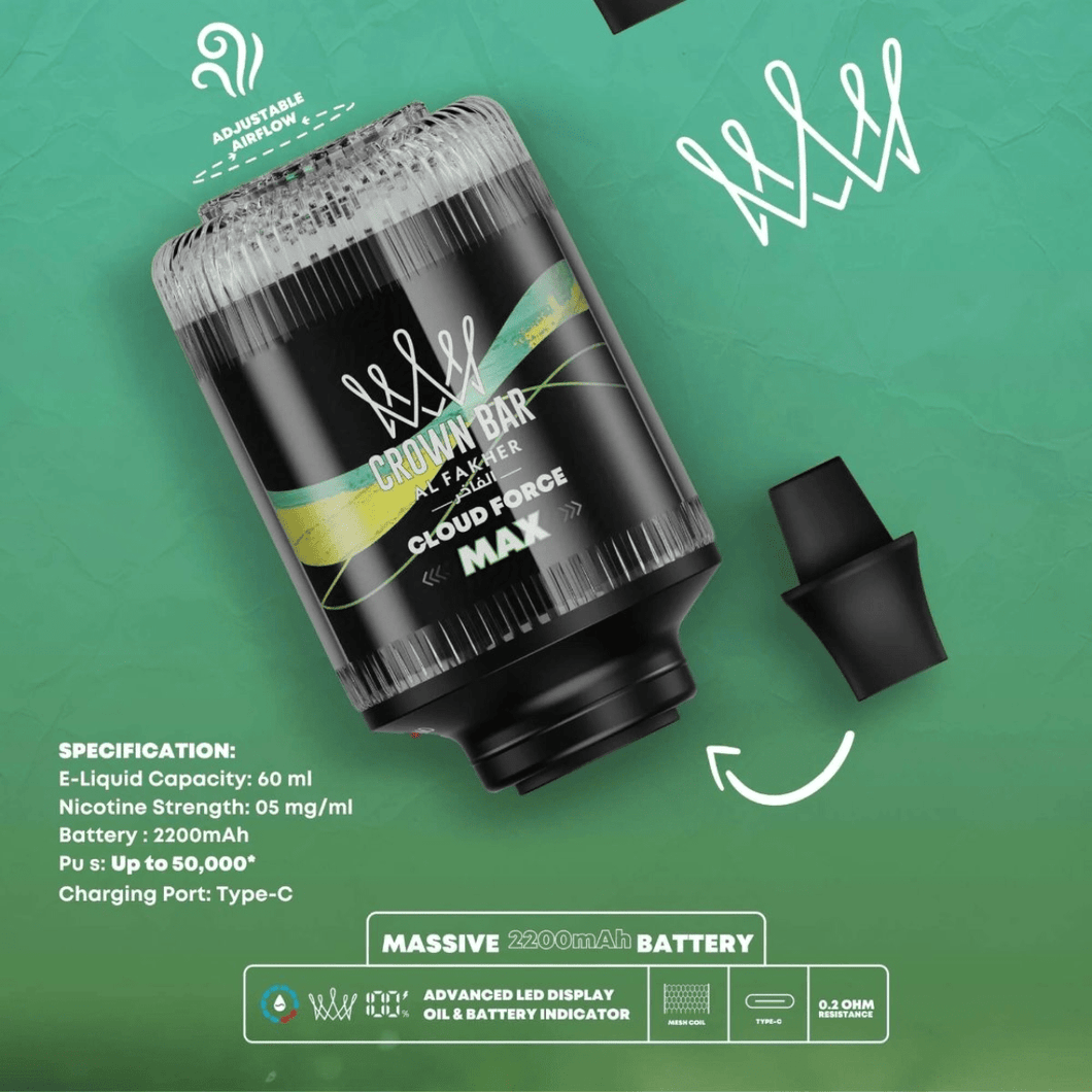 Al Fakher Crown Bar Cloud Force Max 50K E Hookah Head Disposable