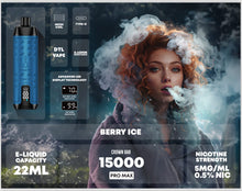 Load image into Gallery viewer, 15000 Puffs / Berry Ice / Single Al Fakher Crown Bar Vape
