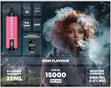Load image into Gallery viewer, 15000 Puffs / Gum / 10 Pack Al Fakher Crown Bar Vape
