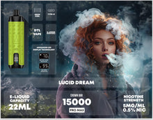 Load image into Gallery viewer, 15000 Puffs / Lucid Dream / Single Al Fakher Crown Bar Vape
