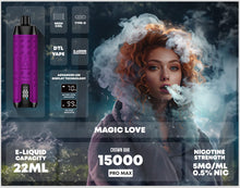 Cargar imagen en el visor de la galería, 15000 Puffs / Magic Love (New Flavor) +2.00 / Single Al Fakher Crown Bar Vape
