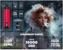 Load image into Gallery viewer, 15000 Puffs / Strawberry Punch / 10 Pack Al Fakher Crown Bar Vape
