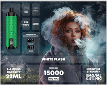 Cargar imagen en el visor de la galería, 15000 Puffs / White Flash (New Flavor) +2.00 / 10 Pack Al Fakher Crown Bar Vape
