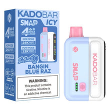 Load image into Gallery viewer, Bangin Blue Raz Kado Bar Snap Icy Ice Control Disposable Vape 25K
