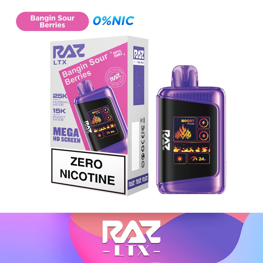 Bangin Sour Berries Razzz 25K Zero Nicotine Disposable Vape 0%