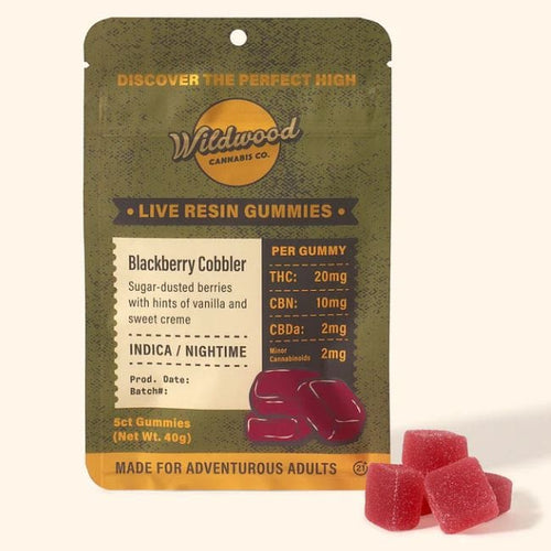 Blackberry Cobbler (Night Time) Wildwood THC Live Resin Gummies 40gm 5ct