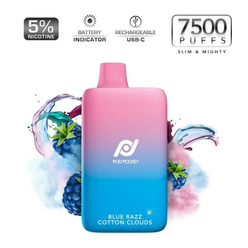 Blue Razz Cotton Clouds Pod Juice Pod Pocket 7500