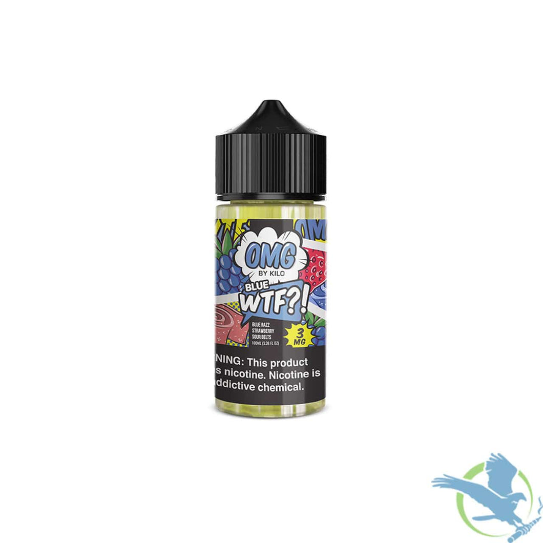 Blue WTF (Blue Razz Strawberry Sour Belts) / 0 MG OMG Series Nicotine E-Liquid 100ML