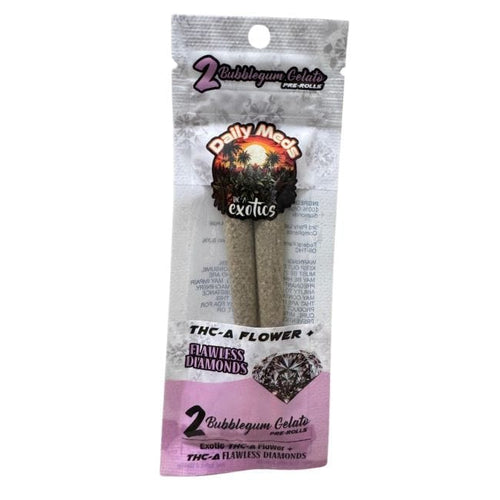 Bubblegum Gelato Indica Daily Meds Exotics Flawless Diamonds 1gm Pre Rolls 2pk