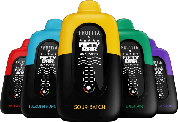 fifty bar disposable vape flavors Sour Rainow Fifty Bar Fruitia Disposable Vape 20K Puffs