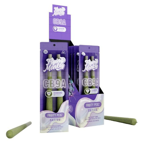 Fruity Pebz Sativa Flying Monkey CB9A THCP Diamond Infused Pre Roll Joints 2Pk