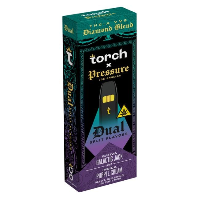 Galactic Jack+Purple Cream Torch x Pressure THC VVS Diamond Blend Dual Split Vape Disposable 3GM