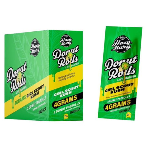 Girl Scout Kush (Indica) Hazy Mary Donut Rolls Live Badder Center Pre Roll Joints 2gm