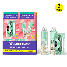 Load image into Gallery viewer, Green - Miami Mint (Pod Only) Lost Mary Nera Pureview Vape 40K Kit 1 device two refills
