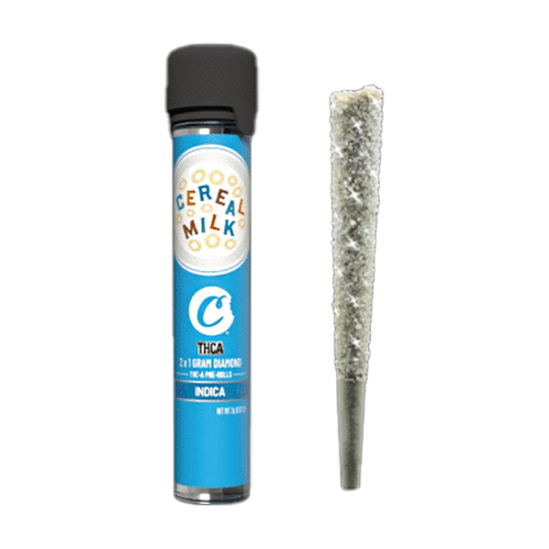 Indica - Cereal Milk Cookies THCA Diamond Coated Pre Rolls 1GM 2 Per Jar