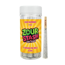 Load image into Gallery viewer, Juicy Peach Hybrid Zour Stash Liquid Diamond Pre Roll 2g 10 ct
