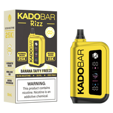 Cargar imagen en el visor de la galería, Banana Taffy Freeze Discontinued and Replaced by (Banana Taffy Freeze 25K Kado Bar Rizz) KadoBar 5% Dessert Edition Nic + Ice Control 40K Puffs Disposable Vape
