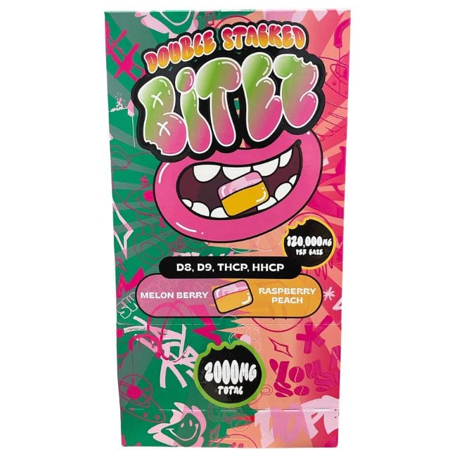 Melon Berry + Raspberry Peach Double Stacked Bites 60 pk gummies 2000mg