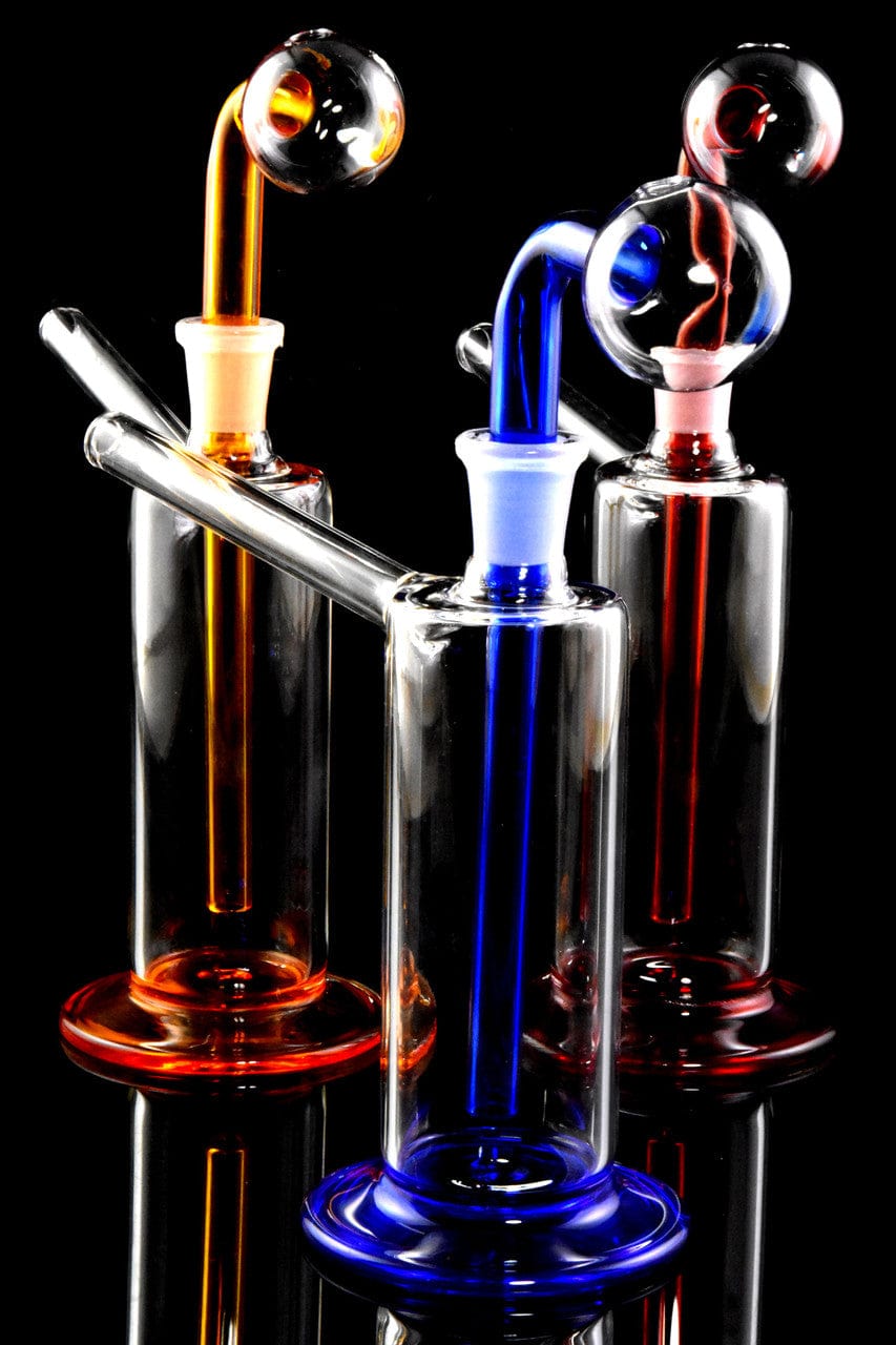 Oil Burner Rig Pipe with Base (Colorful Glass)