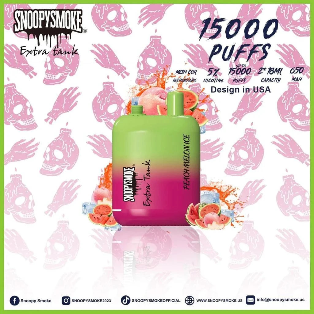 Peach Melon Ice Snoopy Smoke Extra Tank 15K Disposable Vape