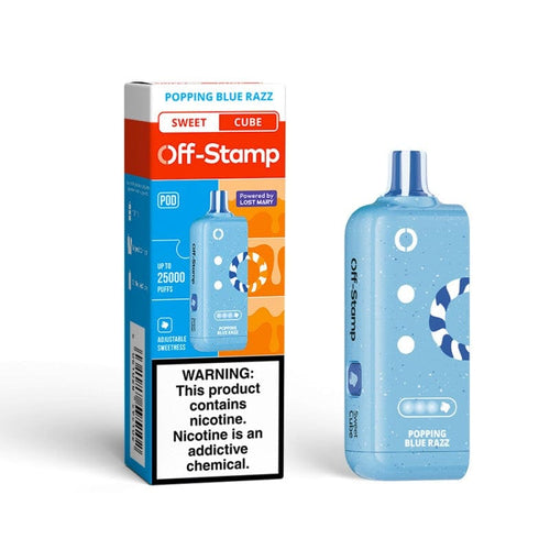 Popping Blue Razz (Sweet Cube) Off Stamp Classic Cube 25000 Disposable Vape Pod