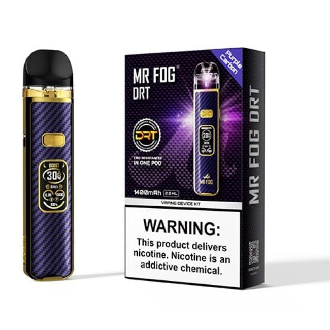 Purple Carbon Mr Fog DRT Vaping Device Kit 1400 Mac 2.5ml