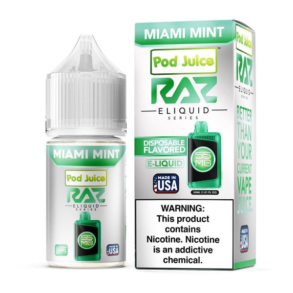 Raz x Pod Juicee Miami Mint 30 ML Synthetic Salt E-Liquid