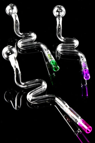 Snake Oil Burner Pipe with Crystal Filter (Colorful) 8.5 inches