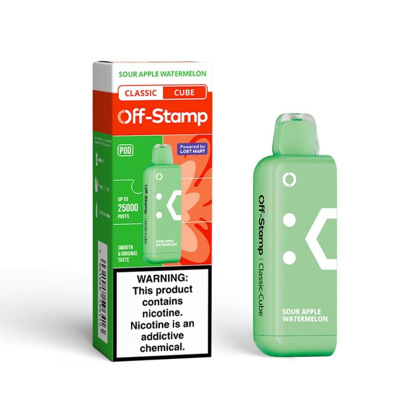 Sour Apple Watermelon (Classic Cube) Off Stamp Classic Cube 25000 Disposable Vape Pod