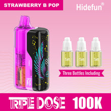 Cargar imagen en el visor de la galería, Strawberry B Pop Hide Fun Triple Dose Kit (Pod + Battery + 3 Bottles) 100K
