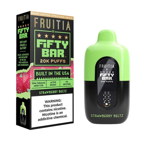 Strawberry Beltz Fruitia x Fifty Bar Vape 20K Disposable
