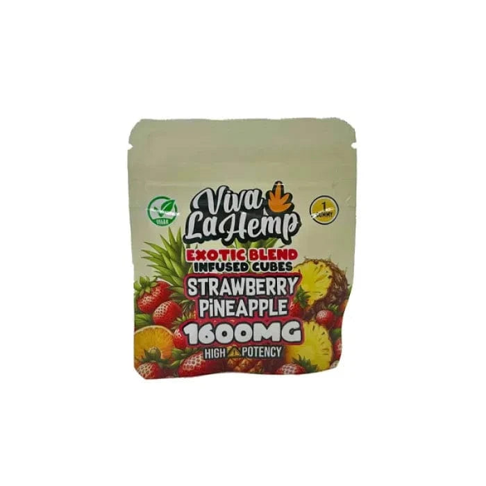 Strawberry Pineapple Viva La Hemp Gummies Exotic Blend Cubes 1600mg 1ct