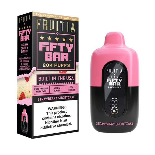 Strawberry Shortcake Fruitia x Fifty Bar Vape 20K Disposable