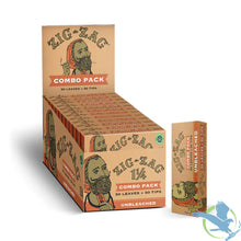 Load image into Gallery viewer, Unbleached (Booklet of 50 Leaves + 50 Tips) Zig-Zag Slow Burning Rolling Papers &amp; Tips Combo Pack - 1 1/4 Size
