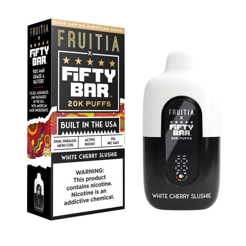 White Cherry Slushie Fruitia x Fifty Bar Vape 20K Disposable