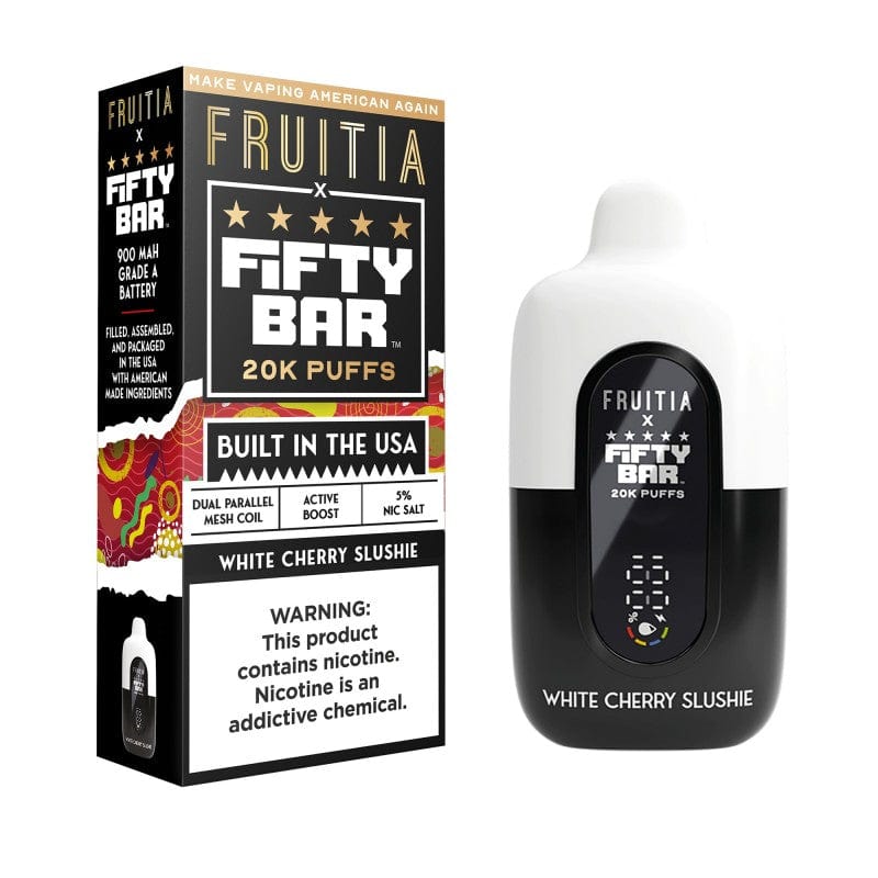 White Cherry Slushie Fruitia x Fifty Bar Vape 20K Disposable