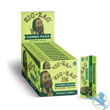 Load image into Gallery viewer, Organic Hemp (Booklet of 50 Leaves + 50 Tips) Zig-Zag Slow Burning Rolling Papers &amp; Tips Combo Pack - 1 1/4 Size
