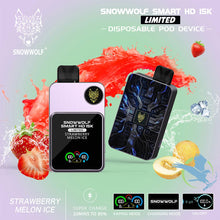 Load image into Gallery viewer, Strawberry Melon Ice Snowwolf Smart HD 15K Limited 20ML 15000 Puffs 650mAh Prefilled Nicotine Salt Rechargeable Disposable Pod Device With Dual Mesh Coil &amp; HD Screen Animation - Display of 5
