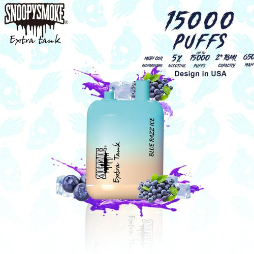 Single / Blue Razz Ice Snoopy Smoke Extra Tank Vape 15000 Puffs